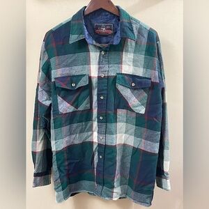 Vintage Backpacker Sportswear Men's Flannel Plaid Shirt Long Sleeve Size Large